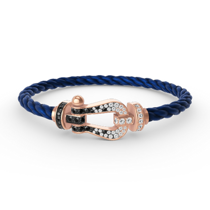 [⭐Glow]FORCE LARGE HORSESHOE BLACK WHITE DIAMOND BRACELET ROSE GOLD