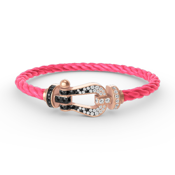 [⭐Glow]FORCE LARGE HORSESHOE BLACK WHITE DIAMOND BRACELET ROSE GOLD