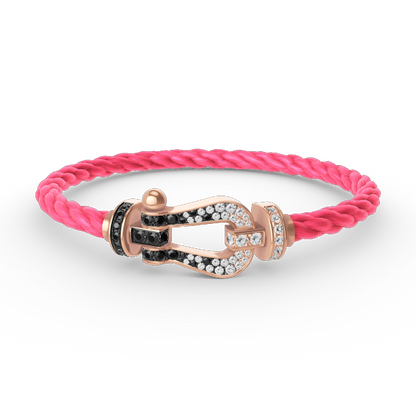 [⭐Glow]FORCE LARGE HORSESHOE BLACK WHITE DIAMOND BRACELET ROSE GOLD