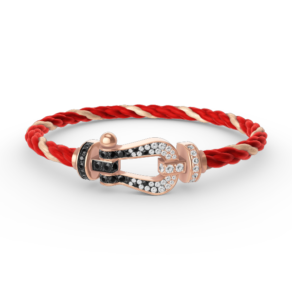 [⭐Glow]FORCE LARGE HORSESHOE BLACK WHITE DIAMOND BRACELET ROSE GOLD