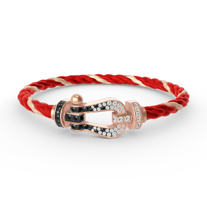 [⭐Glow]FORCE LARGE HORSESHOE BLACK WHITE DIAMOND BRACELET ROSE GOLD