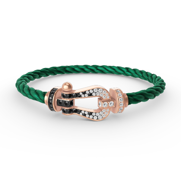 [⭐Glow]FORCE LARGE HORSESHOE BLACK WHITE DIAMOND BRACELET ROSE GOLD