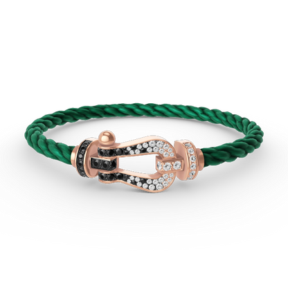 [⭐Glow]FORCE LARGE HORSESHOE BLACK WHITE DIAMOND BRACELET ROSE GOLD