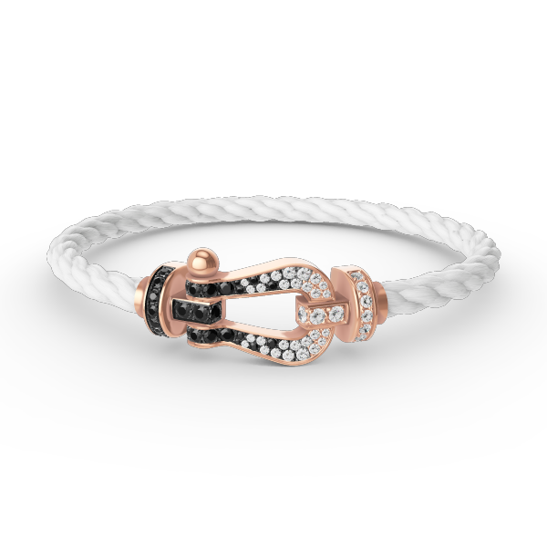 [⭐Glow]FORCE LARGE HORSESHOE BLACK WHITE DIAMOND BRACELET ROSE GOLD