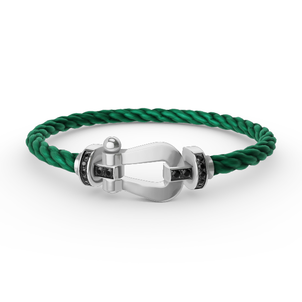 [⭐Glow]FORCE LARGE HORSESHOE BLACK DIAMOND BRACELET SILVER