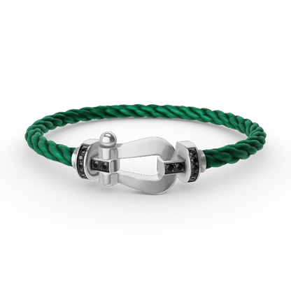 [⭐Glow]FORCE LARGE HORSESHOE BLACK DIAMOND BRACELET SILVER