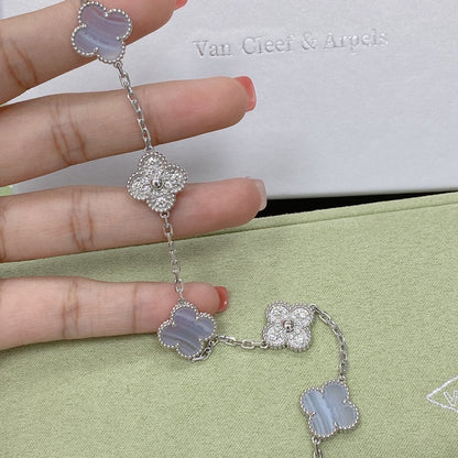 [⭐Glow] CLOVER 5 MOTIF PURPLE CHALCEDONY BRACELET COLLECTION