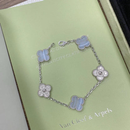 [⭐Glow] CLOVER 5 MOTIF PURPLE CHALCEDONY BRACELET COLLECTION