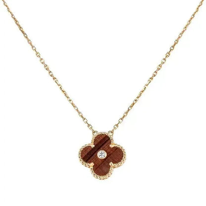 [⭐Glow]CLOVER 15MM DIAMOND AND YELLOW TIGER'S EYE AGATE necklace