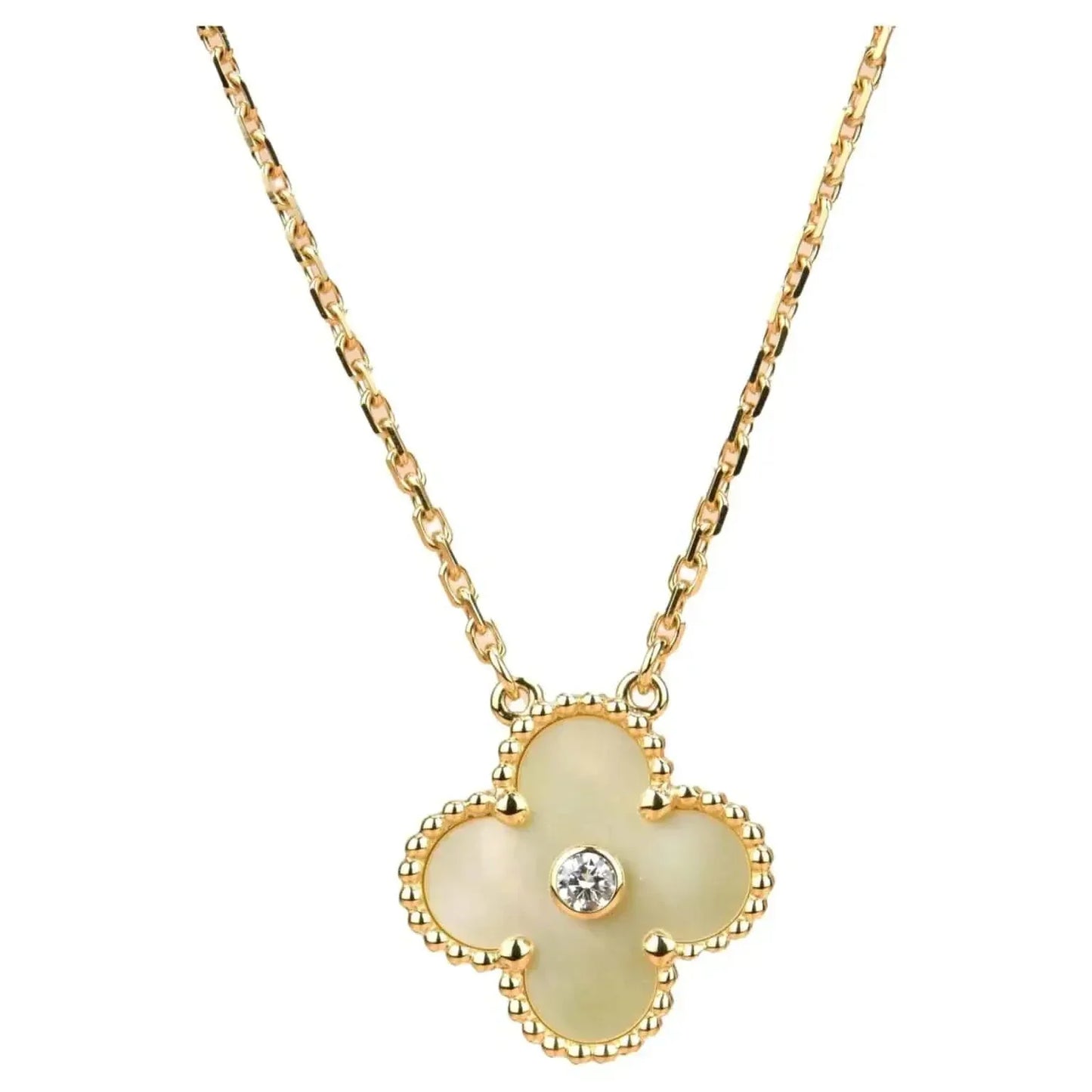 [⭐Glow]CLOVER 15MM DIAMOND GOLD MOTHER OF PEARL NECKLACE