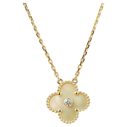 [⭐Glow]CLOVER 15MM DIAMOND GOLD MOTHER OF PEARL NECKLACE