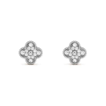 [⭐Glow]CLOVER 1 MOTIFS DIAMOND STUD EARRINGS SILVER