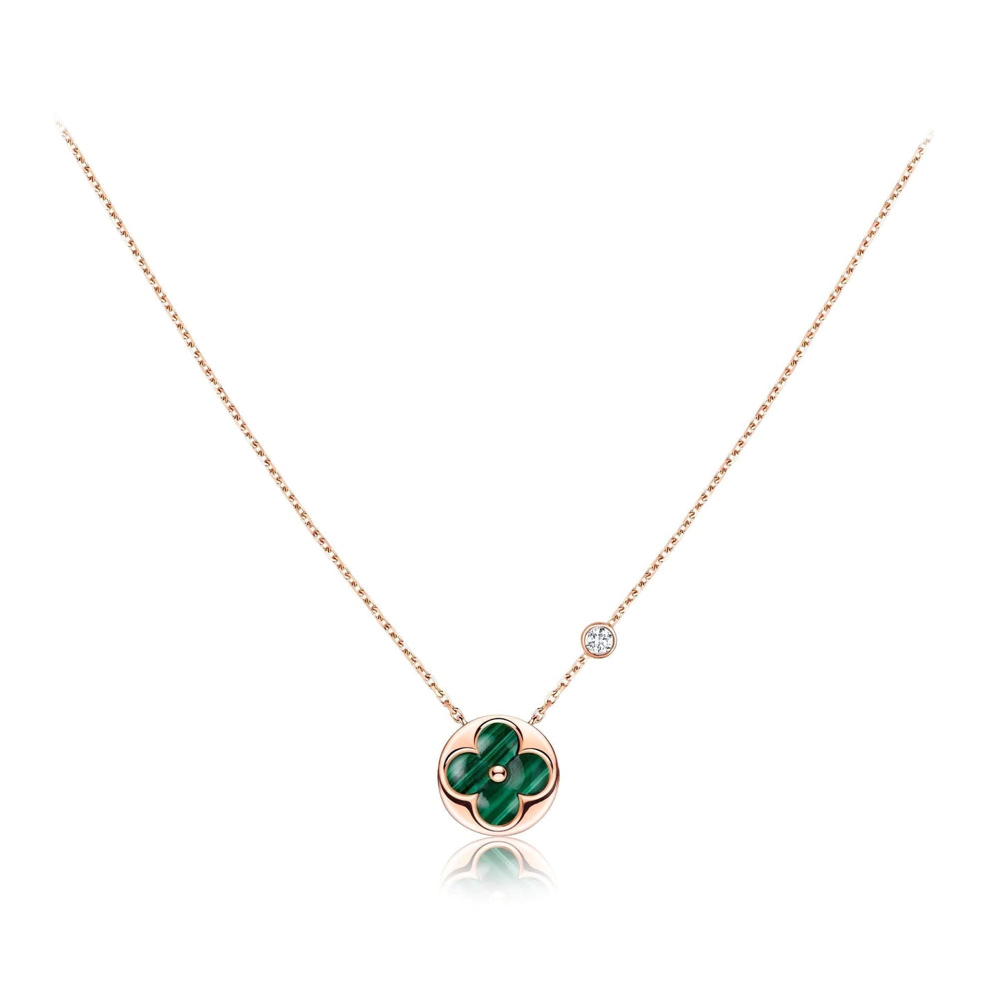 [⭐Glow]SUN PEDANT PINK GOLD 1 DIAMOND NECKLACE