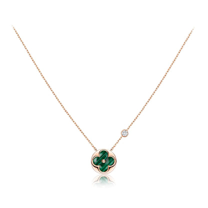 [⭐Glow]SUN PEDANT PINK GOLD 1 DIAMOND NECKLACE