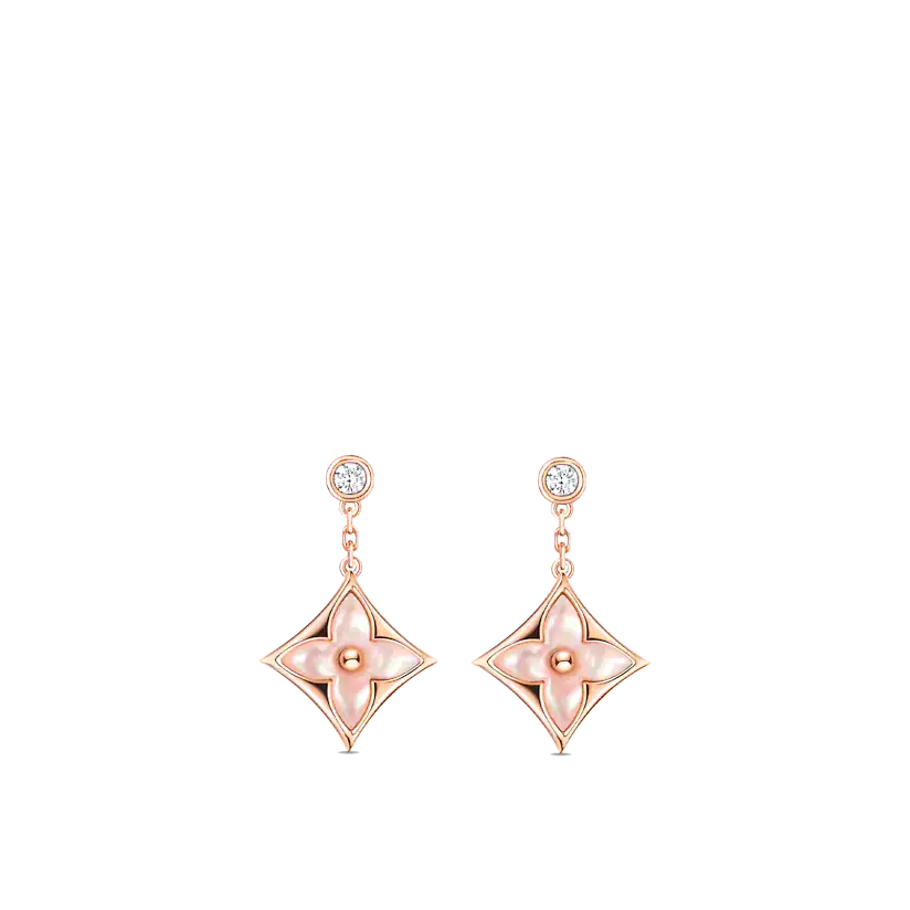 [⭐Glow]DOUBLE STAR PINK GOLD MOP DROP EARRINGS