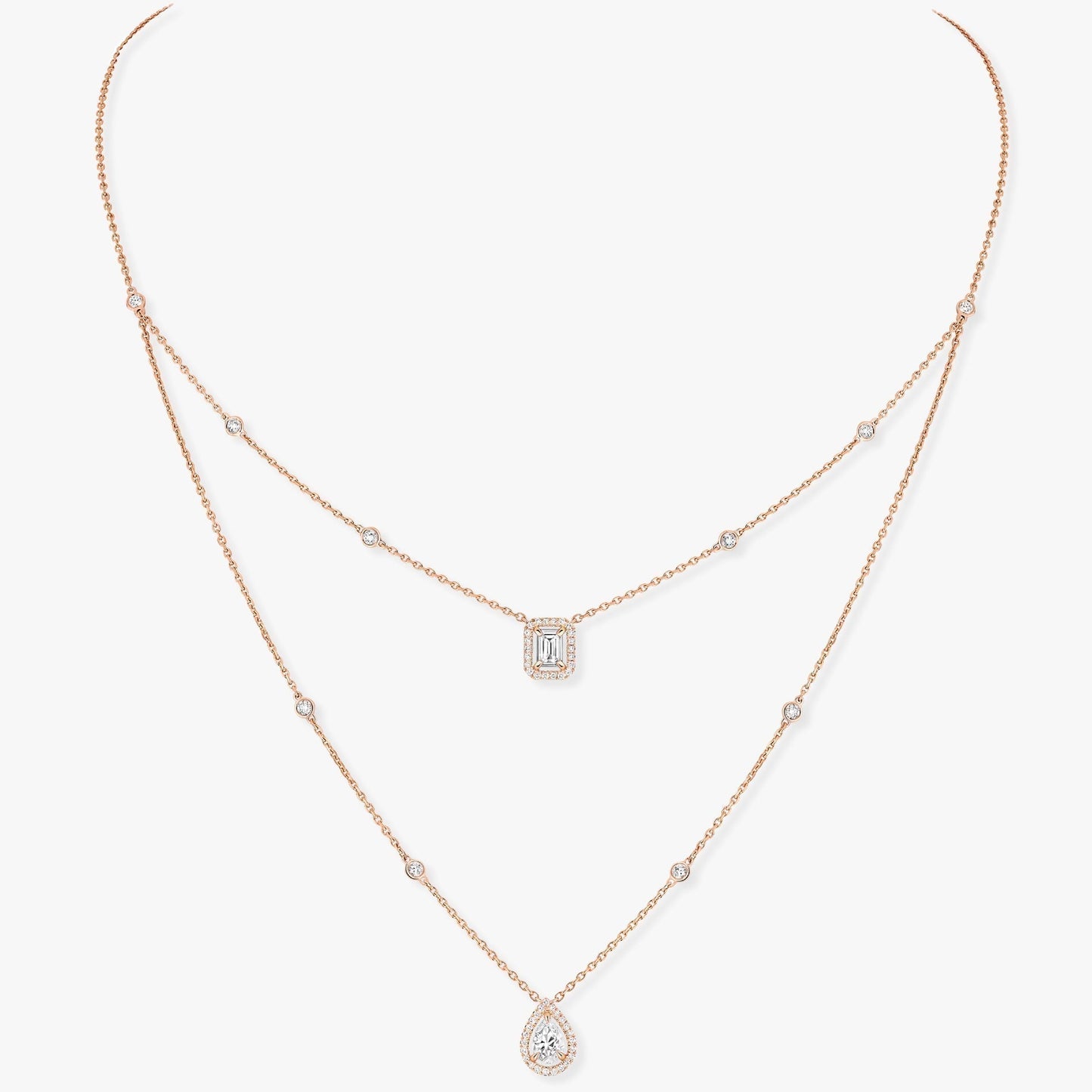 [⭐Glow]MY TWIN 2 ROW DIAMOND NECKLACE