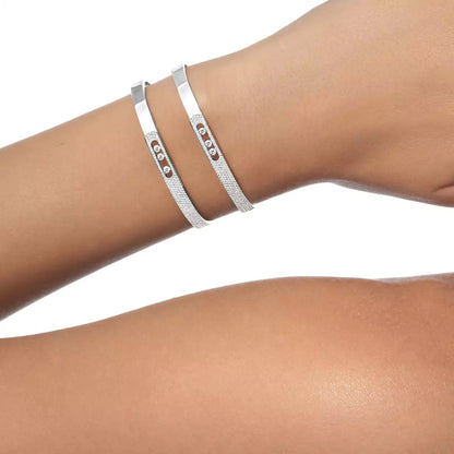 [⭐Glow]Move Noa Rose Gold Pavé Diamond Bangle Bracelet