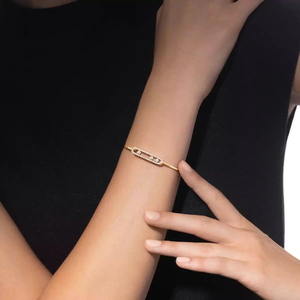 [⭐Glow]Move Pavé Diamond Bangle Bracelet M