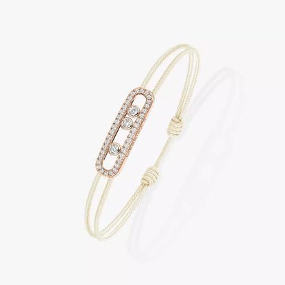 [⭐Glow]Messika Care(s) pink cord pavé bracelet