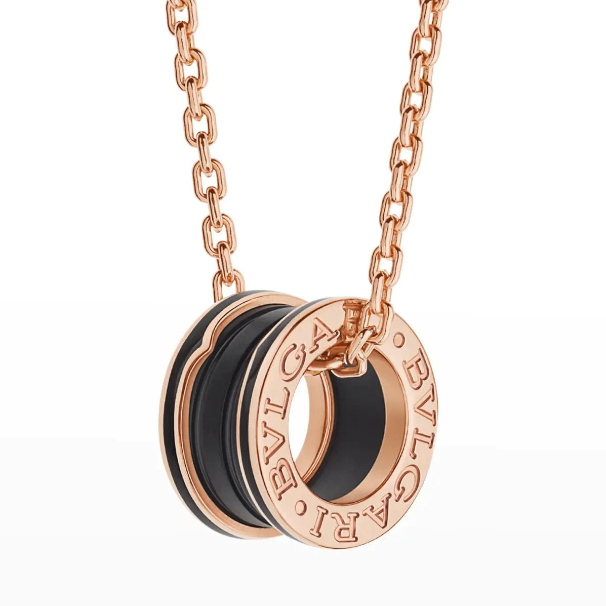 [⭐Glow]ZERO 1 BLACK CERAMIC PINK GOLD NECKLACE