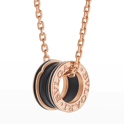 [⭐Glow]ZERO 1 BLACK CERAMIC PINK GOLD NECKLACE