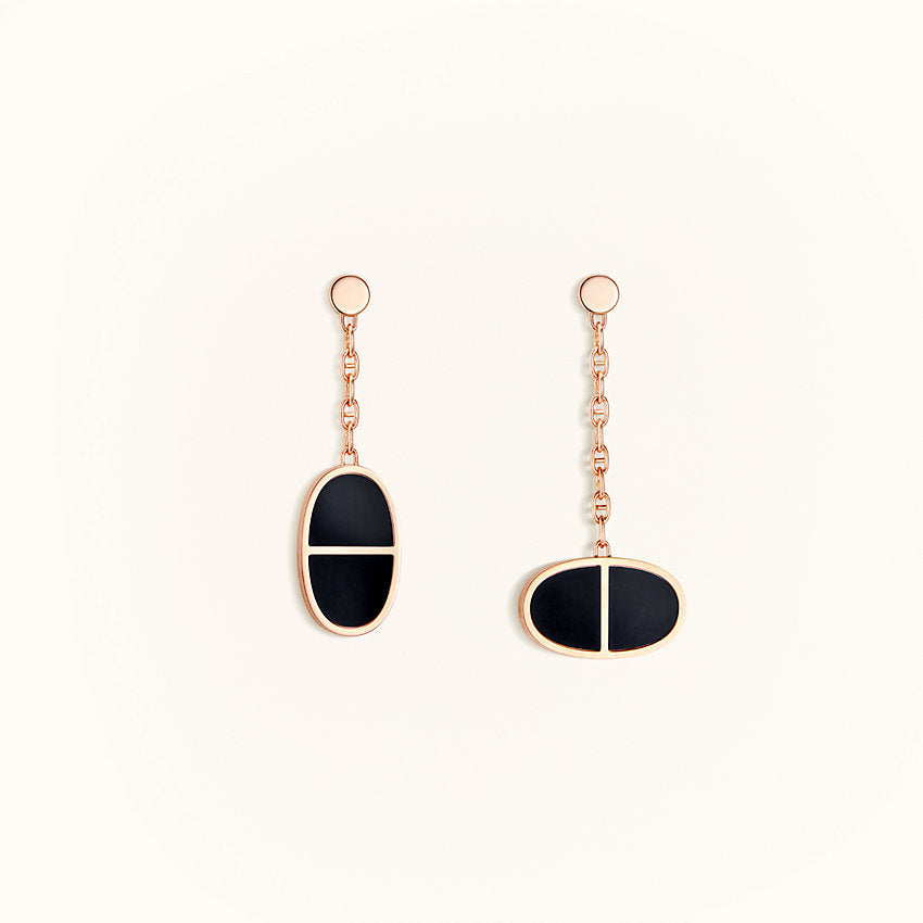 [⭐Glow]CHAINE VERSO BLACK CERAMIC EARRINGS