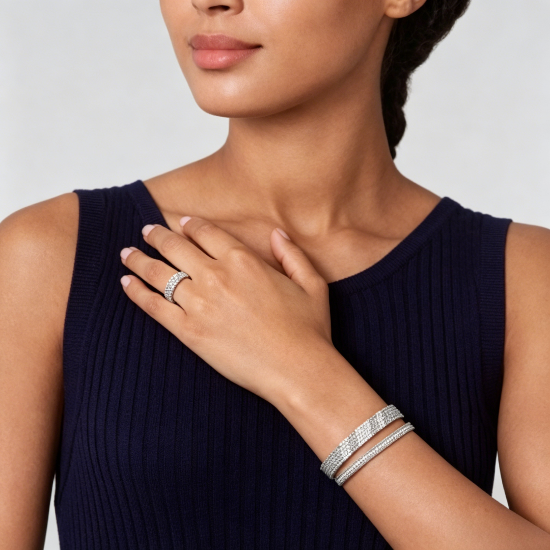 [⭐Glow] THREE-ROW DIAMOND RING