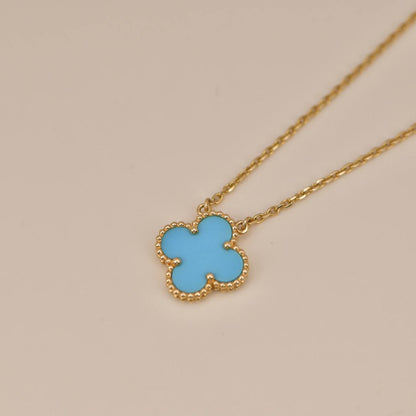 [⭐Glow]CLOVER 15MM VINTAGE TURQUOISE NECKLACE