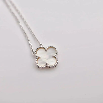 [⭐Glow]CLOVER  15MM WHITE MOTHER-OF-PEARL SILVER