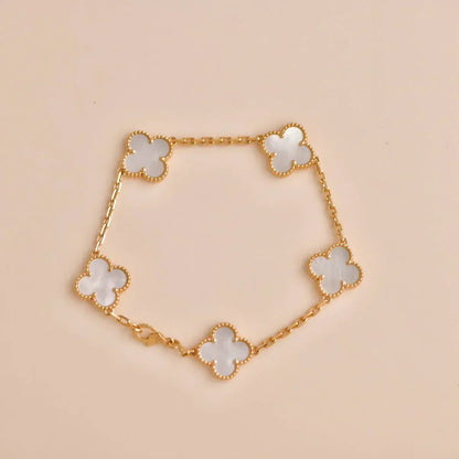 [⭐Glow]CLOVER WHITE PEARL MOP 5 MOTIF BRACELET COLLECTION