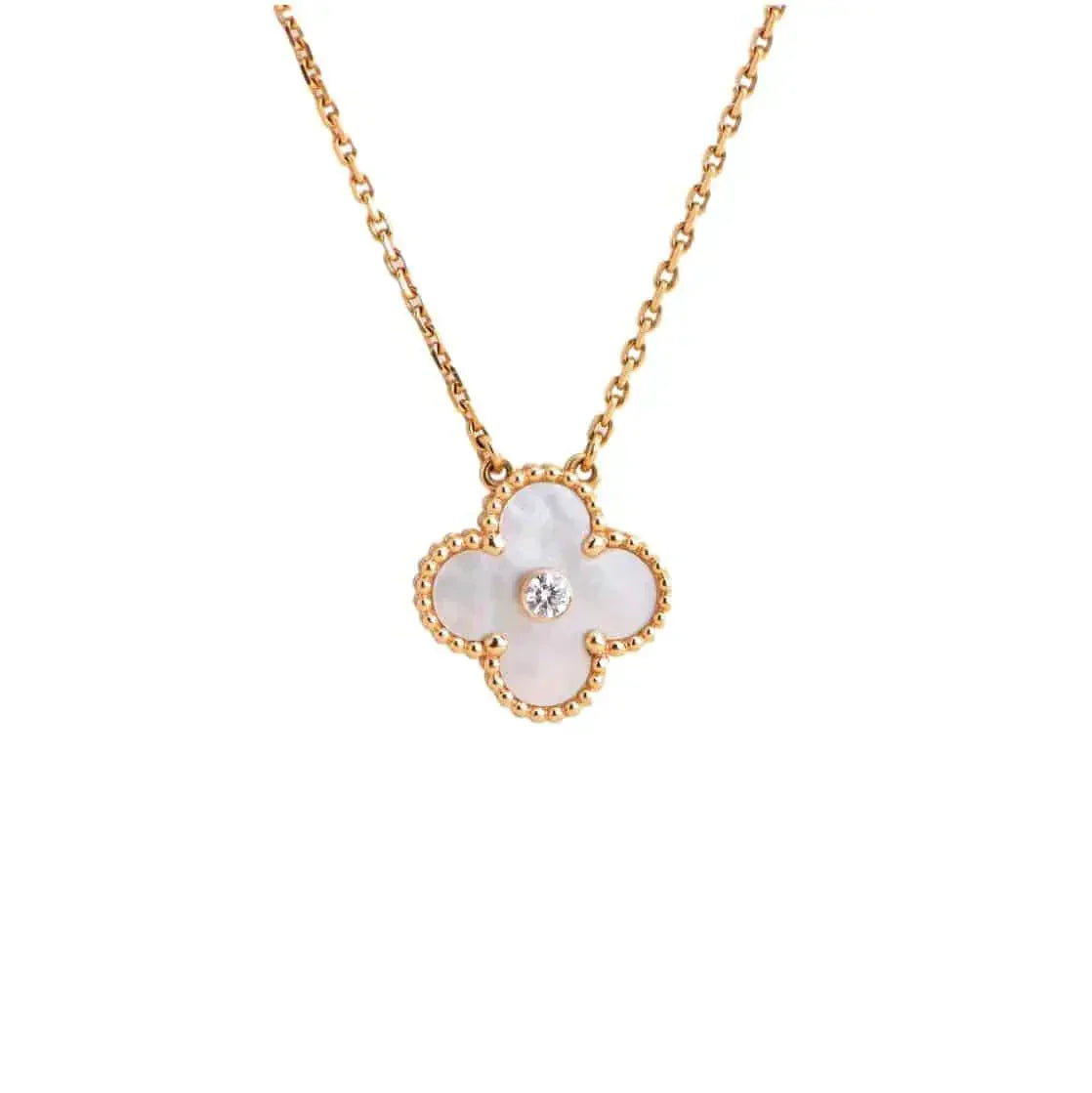 [⭐Glow]CLOVER 15MM DIAMOND WHITE FRITILLARIA NECKLACE