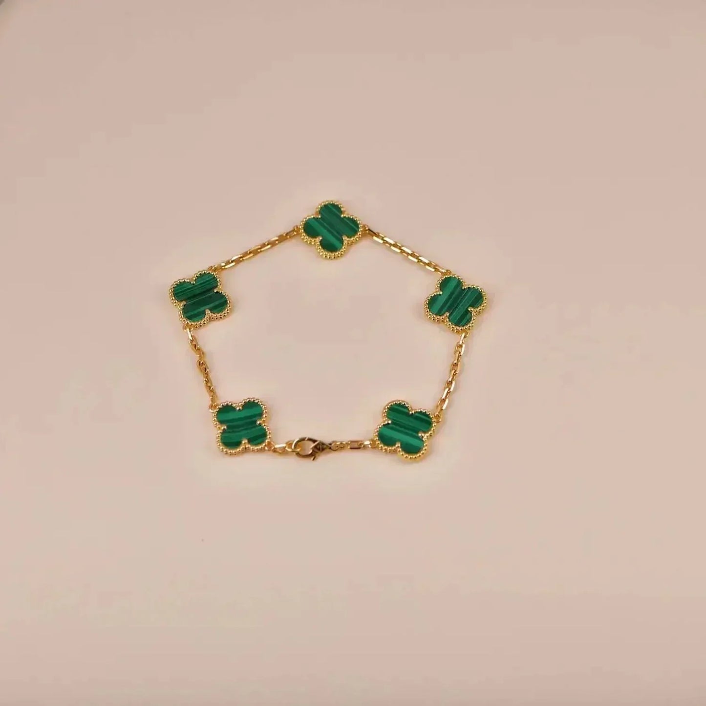 [⭐Glow] CLOVER 5 MOTIF MALACHITE BRACELET COLLECTION
