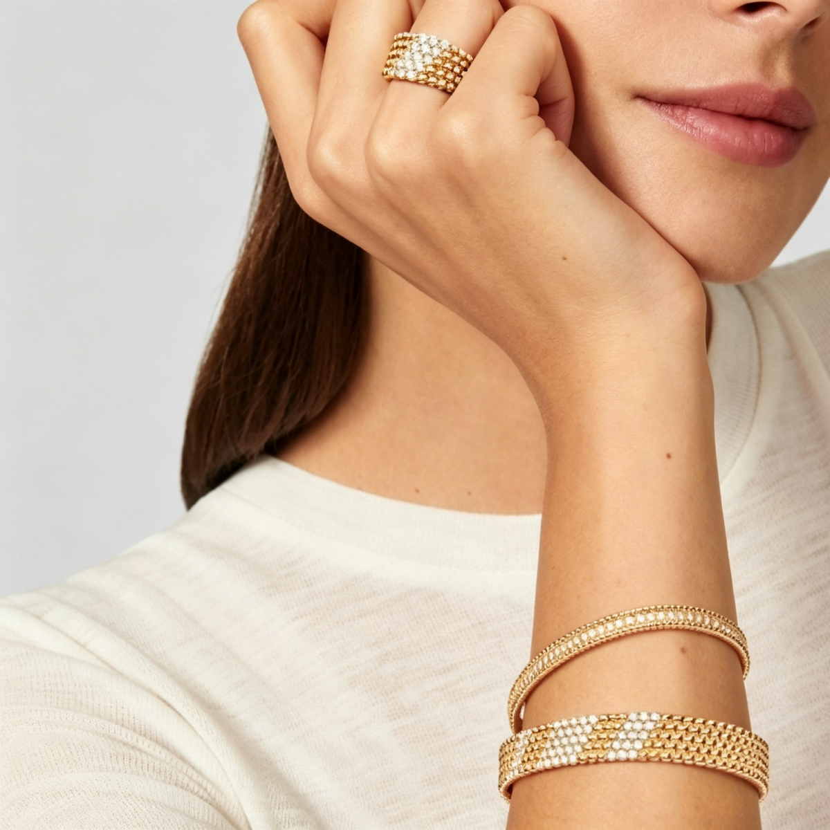 [⭐Glow]  FIVE-ROW DIAMOND BRACELET