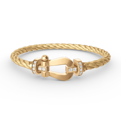 [⭐Glow]FORCE LARGE HORSESHOE HALF DIAMOND BRACELET GOLD