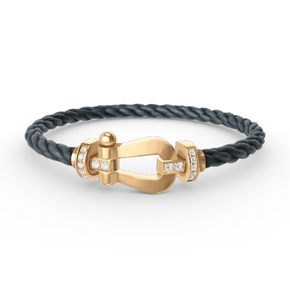[⭐Glow]FORCE LARGE HORSESHOE HALF DIAMOND BRACELET GOLD