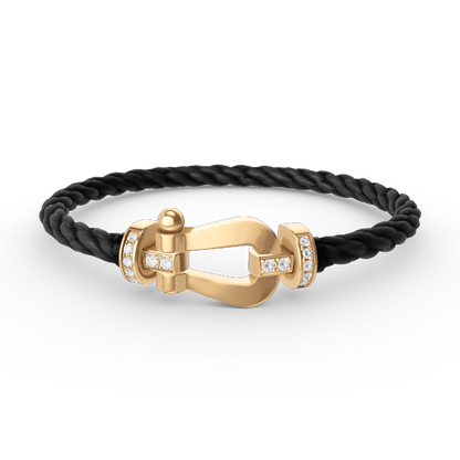 [⭐Glow]FORCE LARGE HORSESHOE HALF DIAMOND BRACELET GOLD