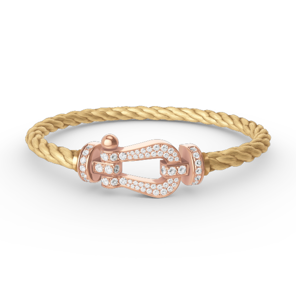 [⭐Glow]FORCE LARGE HORSESHOE FULL DIAMOND BRACELET ROSE GOLD