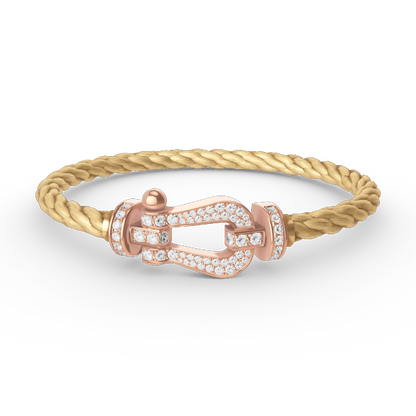 [⭐Glow]FORCE LARGE HORSESHOE FULL DIAMOND BRACELET ROSE GOLD