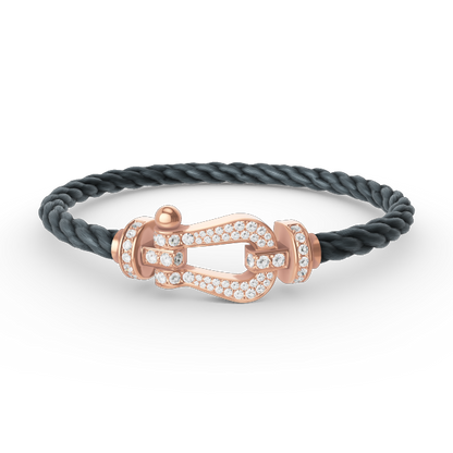 [⭐Glow]FORCE LARGE HORSESHOE FULL DIAMOND BRACELET ROSE GOLD