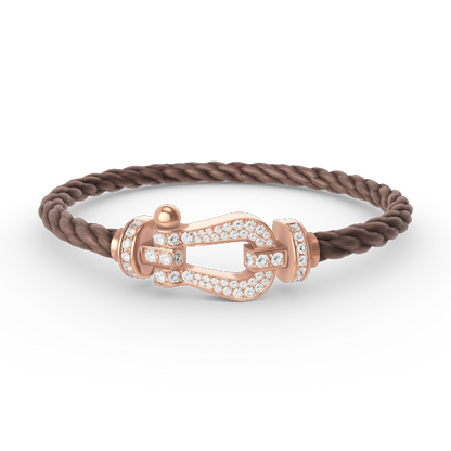 [⭐Glow]FORCE LARGE HORSESHOE FULL DIAMOND BRACELET ROSE GOLD