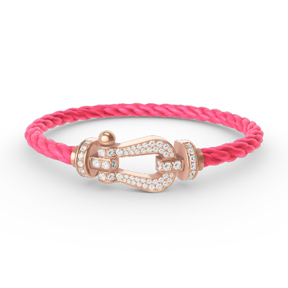 [⭐Glow]FORCE LARGE HORSESHOE FULL DIAMOND BRACELET ROSE GOLD