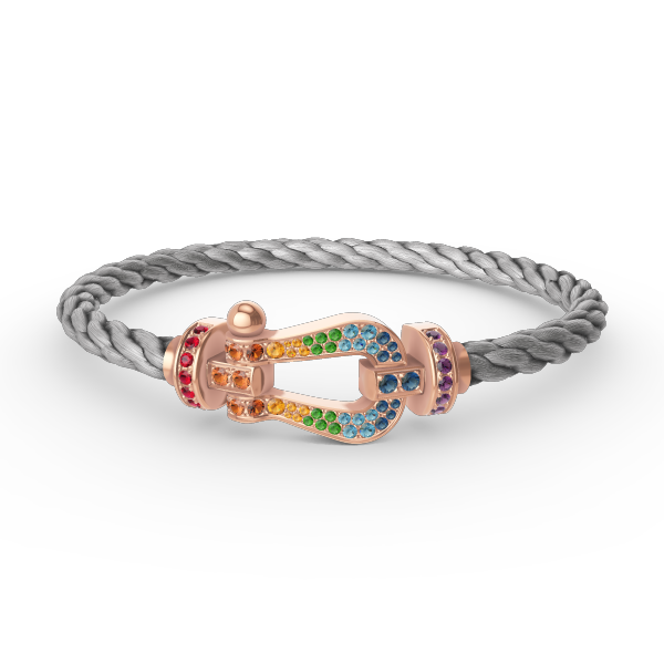 [⭐Glow]FORCE LARGE HORSESHOE  COLORED DIAMOND BRACELET ROSE GOLD