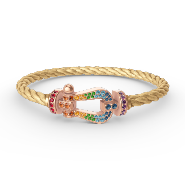 [⭐Glow]FORCE LARGE HORSESHOE  COLORED DIAMOND BRACELET ROSE GOLD