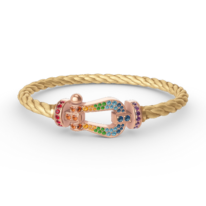 [⭐Glow]FORCE LARGE HORSESHOE  COLORED DIAMOND BRACELET ROSE GOLD