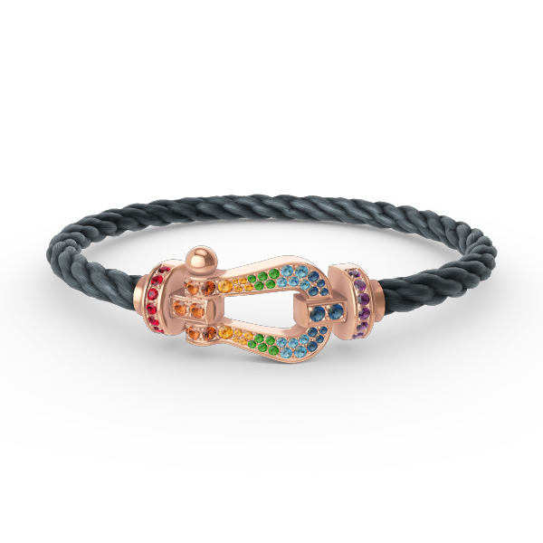[⭐Glow]FORCE LARGE HORSESHOE  COLORED DIAMOND BRACELET ROSE GOLD