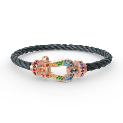 [⭐Glow]FORCE LARGE HORSESHOE  COLORED DIAMOND BRACELET ROSE GOLD