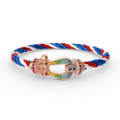 [⭐Glow]FORCE LARGE HORSESHOE  COLORED DIAMOND BRACELET ROSE GOLD