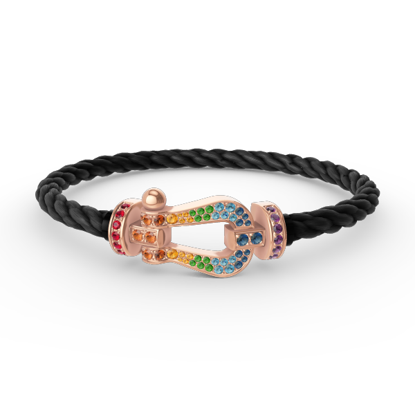 [⭐Glow]FORCE LARGE HORSESHOE  COLORED DIAMOND BRACELET ROSE GOLD