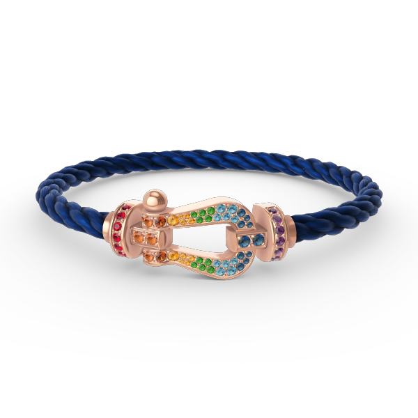 [⭐Glow]FORCE LARGE HORSESHOE  COLORED DIAMOND BRACELET ROSE GOLD