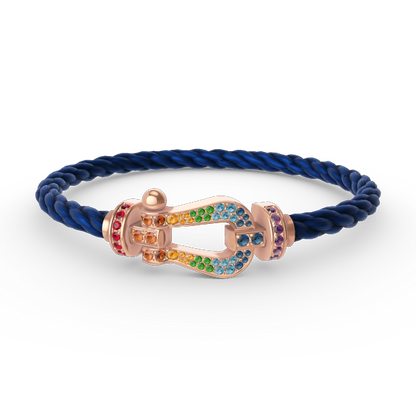 [⭐Glow]FORCE LARGE HORSESHOE  COLORED DIAMOND BRACELET ROSE GOLD